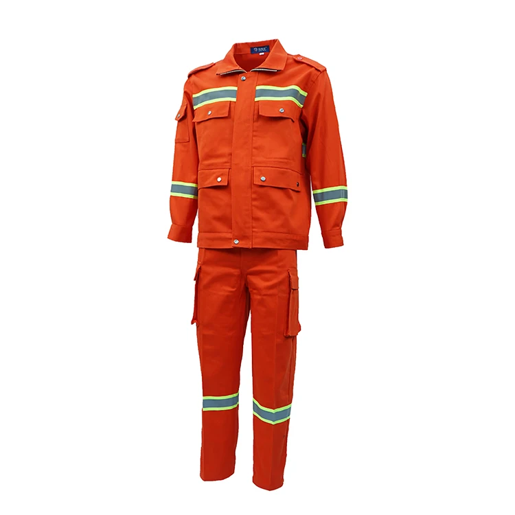 Promotional Custom Sanitation uniform Worker Overalls Long Sleeve Reflective Clothing Construction Site Highway Orange Overalls