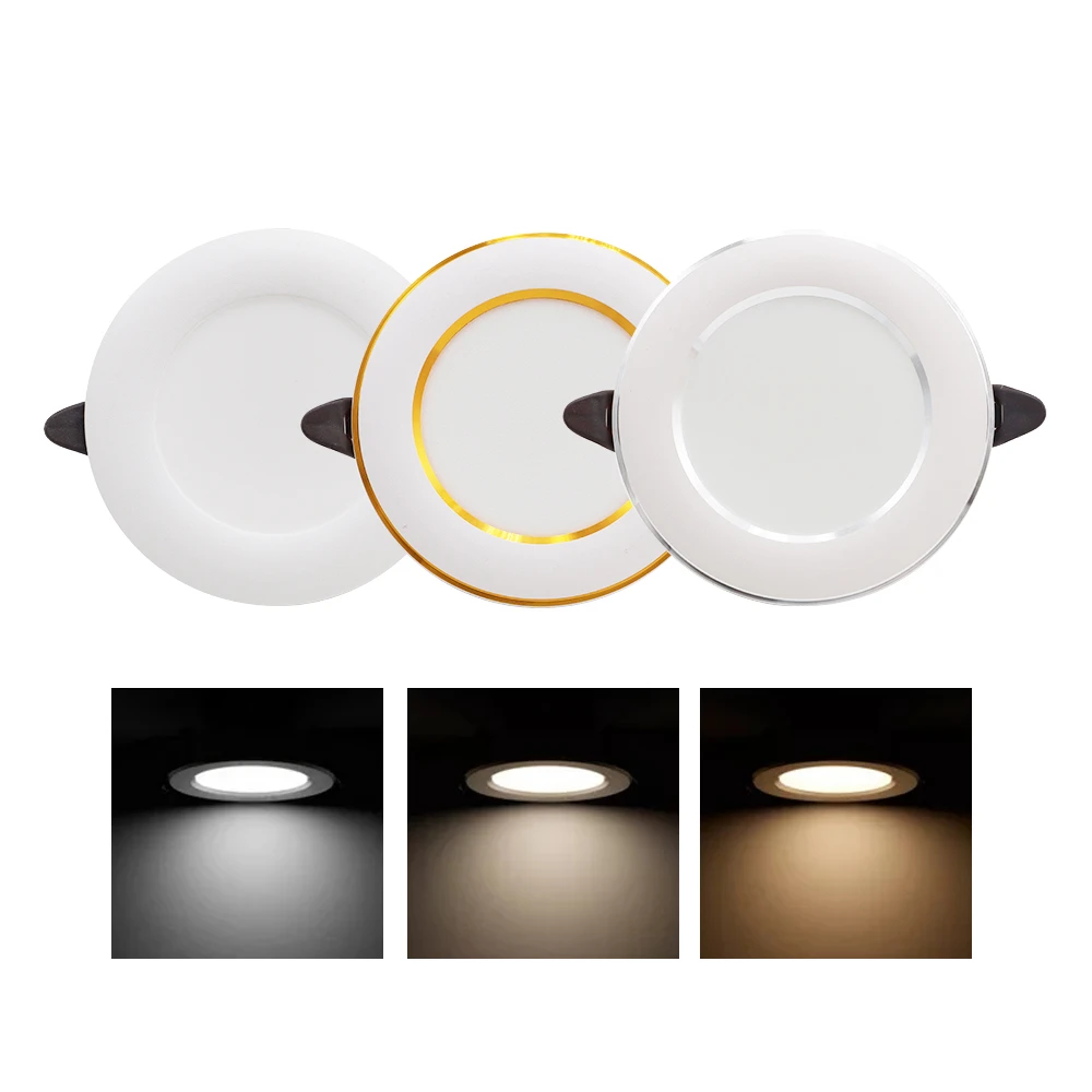 220V Three Colors Changeable LED Downlight Recessed 5W LED Spotlight LED Ceiling Lights Indoor Lighting Warm White Nature White
