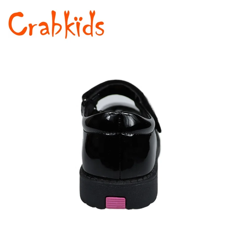 Crabkids Wholesale New Design Fashion Beautiful Black Patent Leather Casual Little Kids Girls Dress Shoes