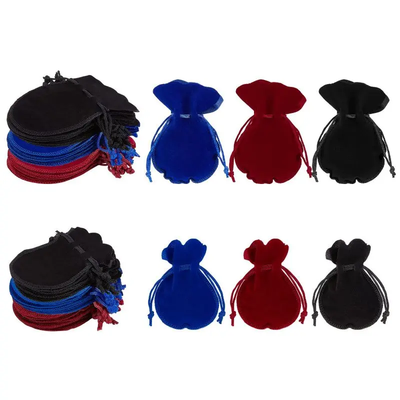 Multi Colors Drawstring Promotional Jewelry Packaging Pouches Mini Velvet Ring Gourd Bag