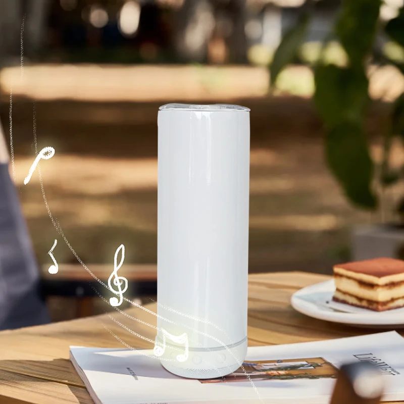 Small Pack US warehouse new arrival 20oz speaker tumbler with white/black/white and black mix wireless music speaker