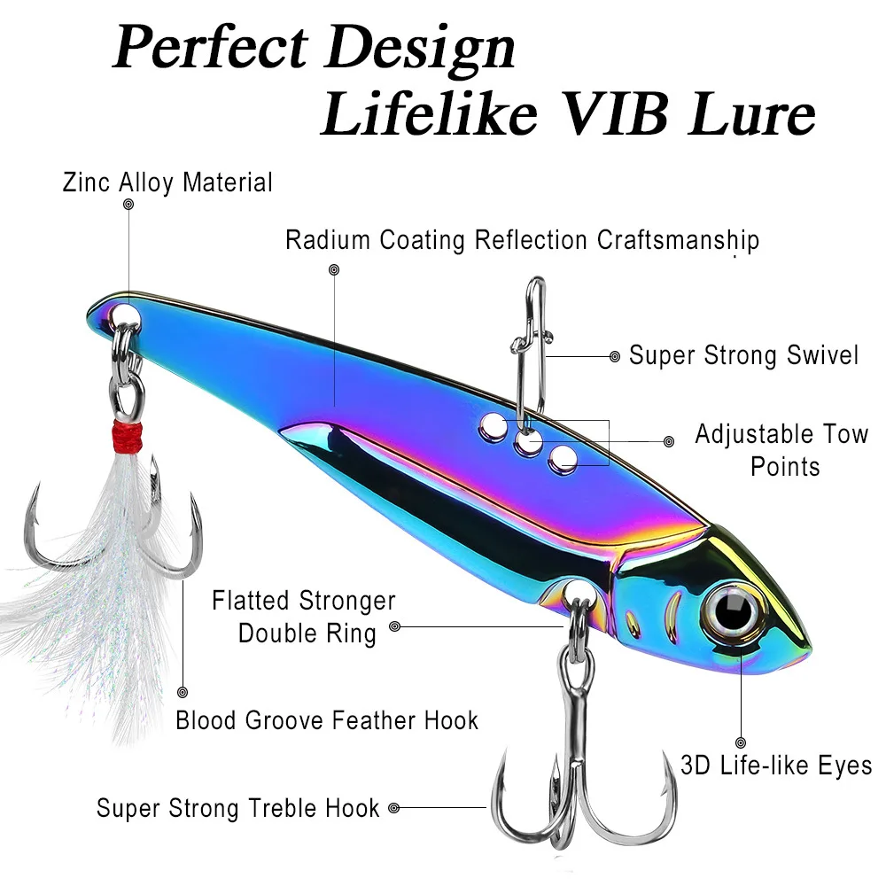 New 5g 7g 12g 15g 20g Rotating Metal Vib Vibration Bait Spinner Spoon Fishing Lure Jig