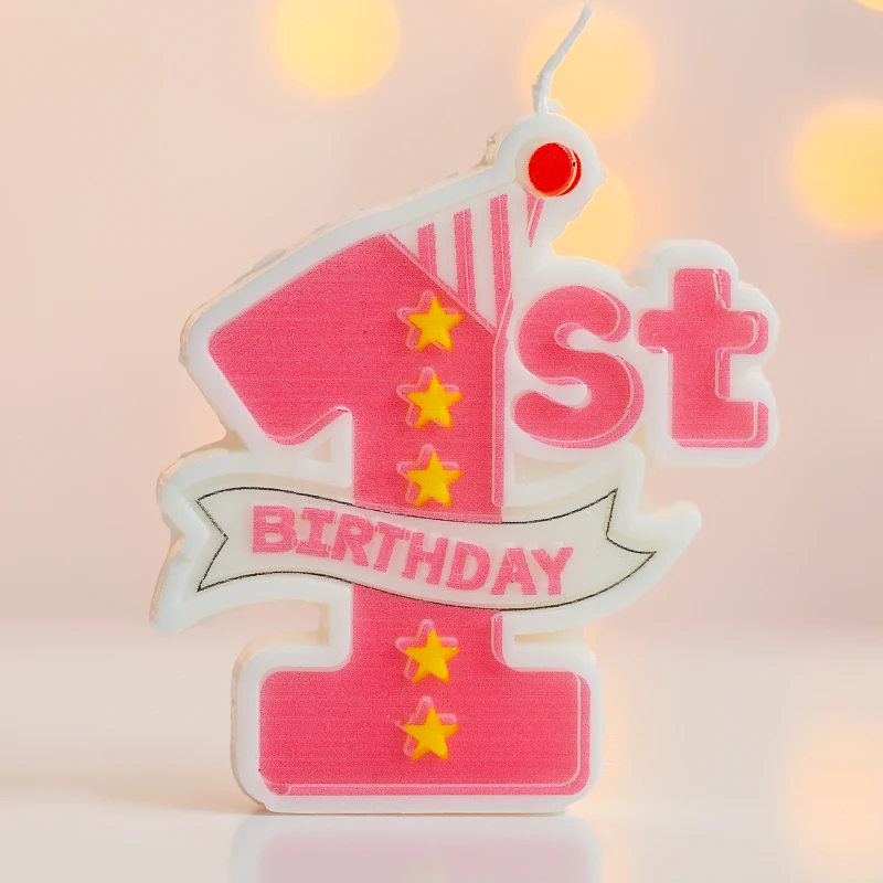 Creative baby Happy Birthday Cake Decoration Digital Party Candles Big Cartoon Number 1 Candle for Girl and Boy
