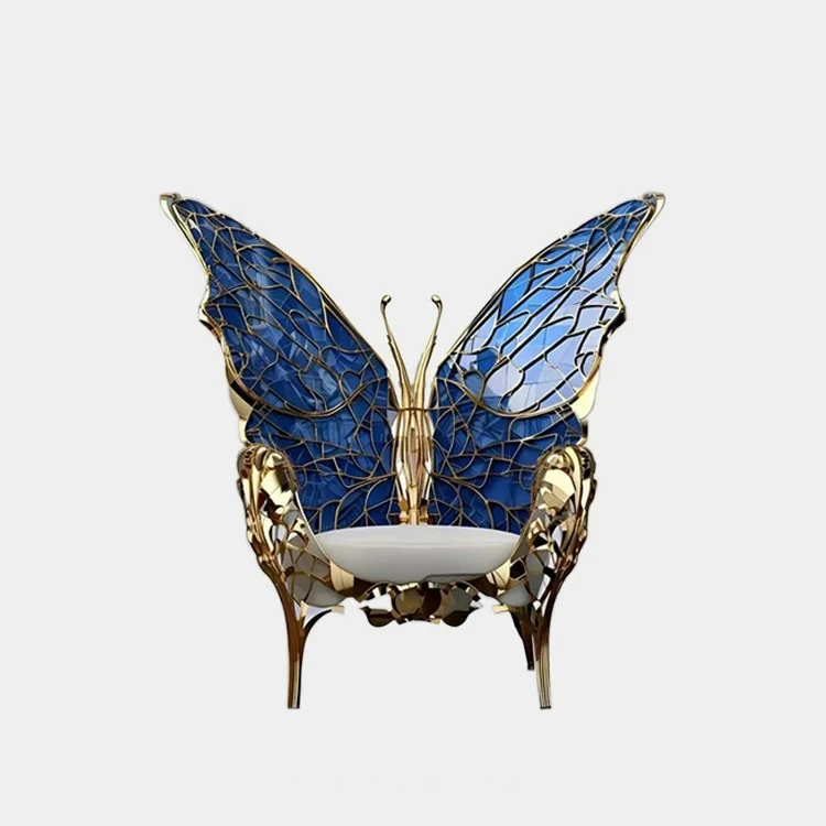 Italian light luxury designer pure copper butterfly chair villa living room creative art Queen throne single leisure chair