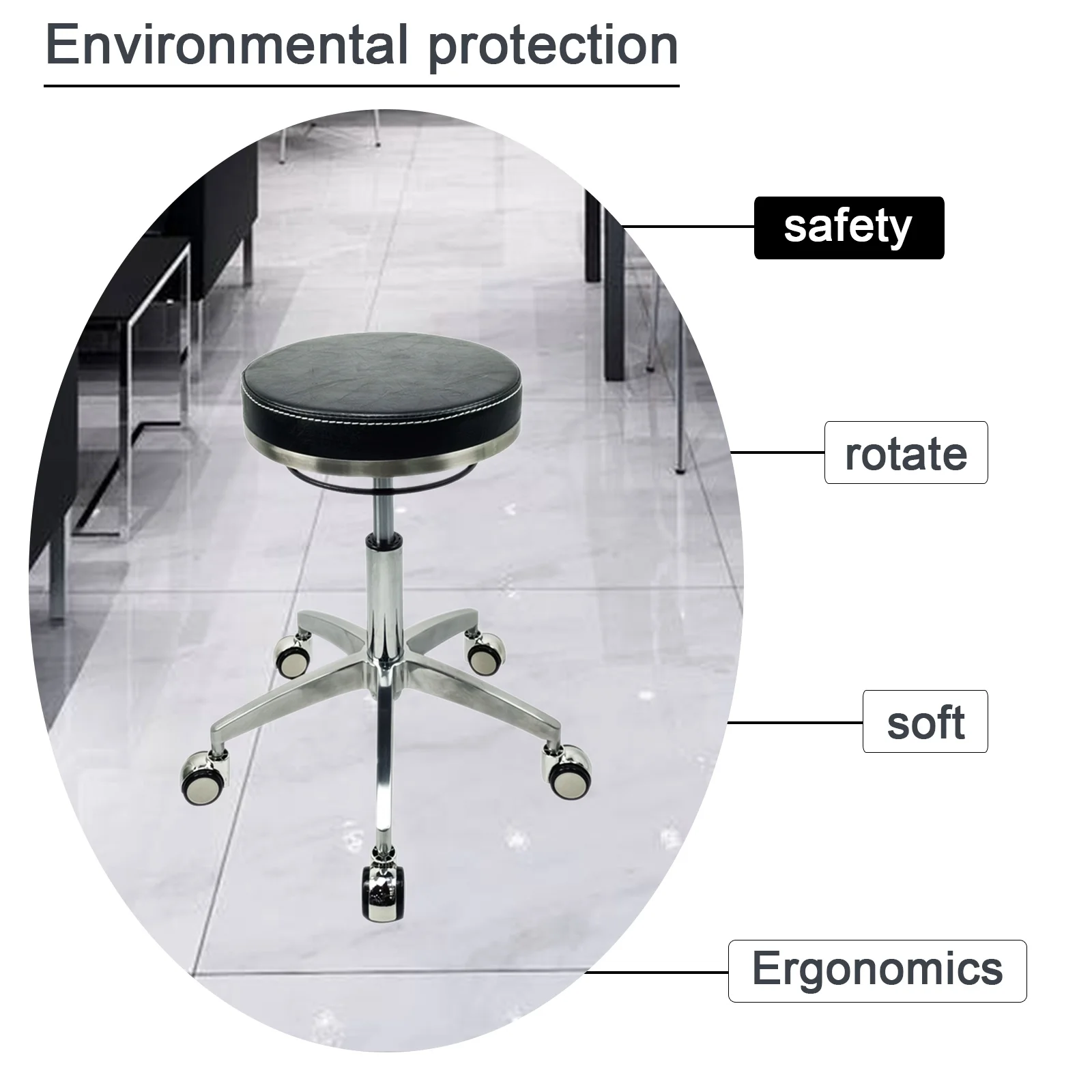 Rotated laboratory chair  PU leather  barbers stool  nail salon stool