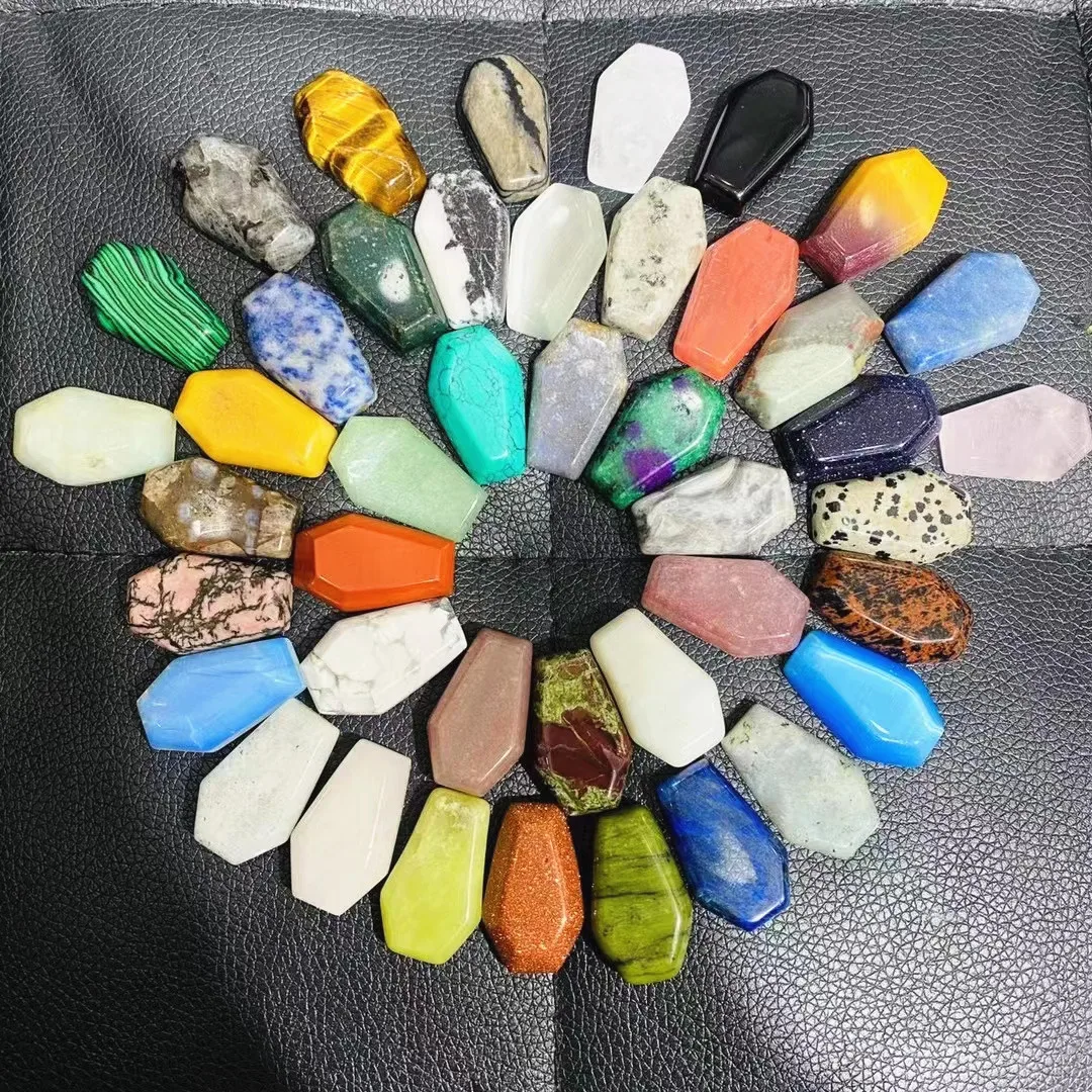 Wholesale Natural Reiki Healing Clear Quartz Crystal Coffin Plate for Meditation Creative Crystal Crafts