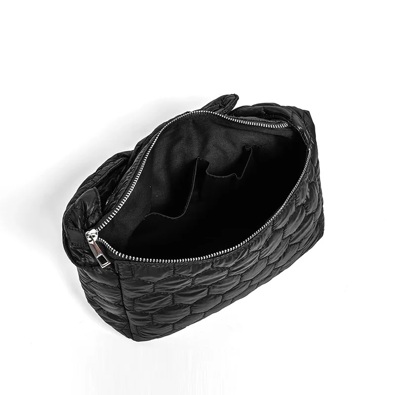 FANXI Nylon Women Handbag Purse Plain Should Bag Fabric Cotton Filled Hexagonal Quilting Puffy Bags