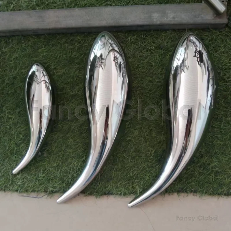 Hot Sale Stainless Steel Abstract Fish Sculpture Metal Statue For Outdoor Garden Decoration