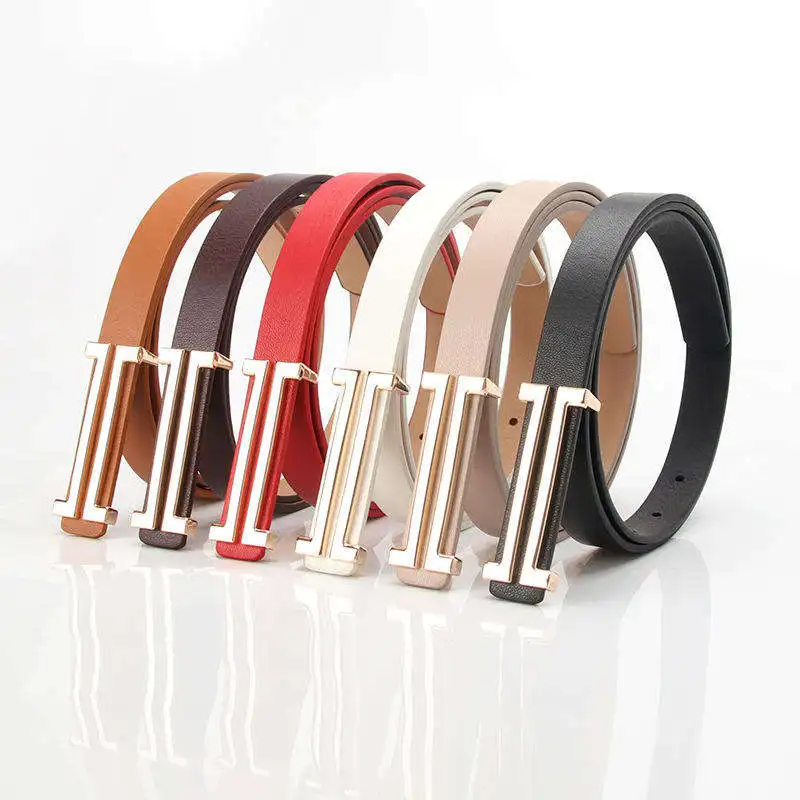 New Fashion Fine Belt Ladies Smooth Buckle Slim Thin Belt Alloy Durable Belt Women