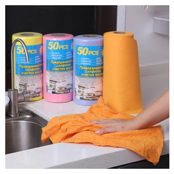 Reusable dry easy non woven fabric household cleaning cloth kitchen wiping towel machine washable rag refilled rolls
