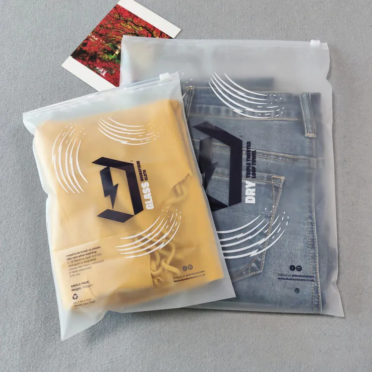 T Shirt Swimwear Zip Lock Clothing Bags With Logo,Custom Matte/Frosted Biodegradable Plastic Packaging Zipper Bags