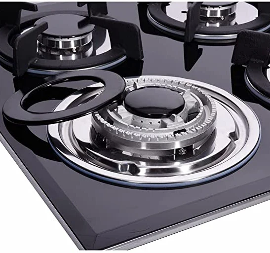 Professional Manufacturer Tempered Glass Built In Gas Stove Cooktop Gas Hob 5 Burner Aluminum Burner Built In Gas Hob