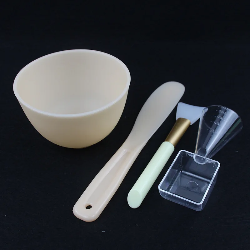 Plastic Golden Cosmetic tool facial mask bowl golden stick measuring spoon gold beauty facial mask tool set