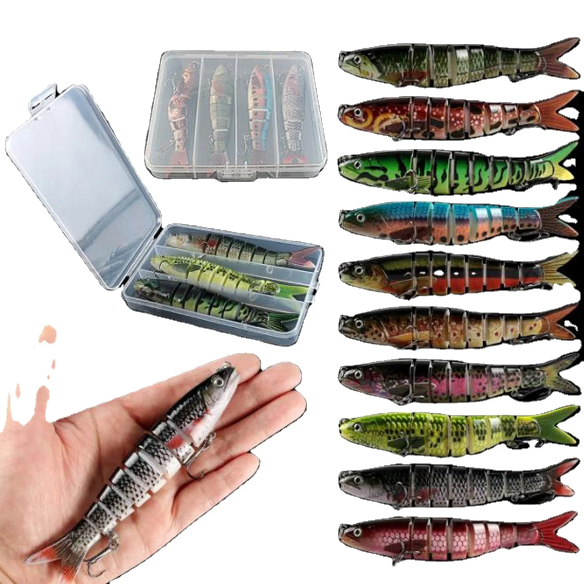  Topwater Bass Lures 135mm 20g for Freshwater Saltwater Lifelike Multi Jointed Swimbait Slow Sinking Animated Lure Hard