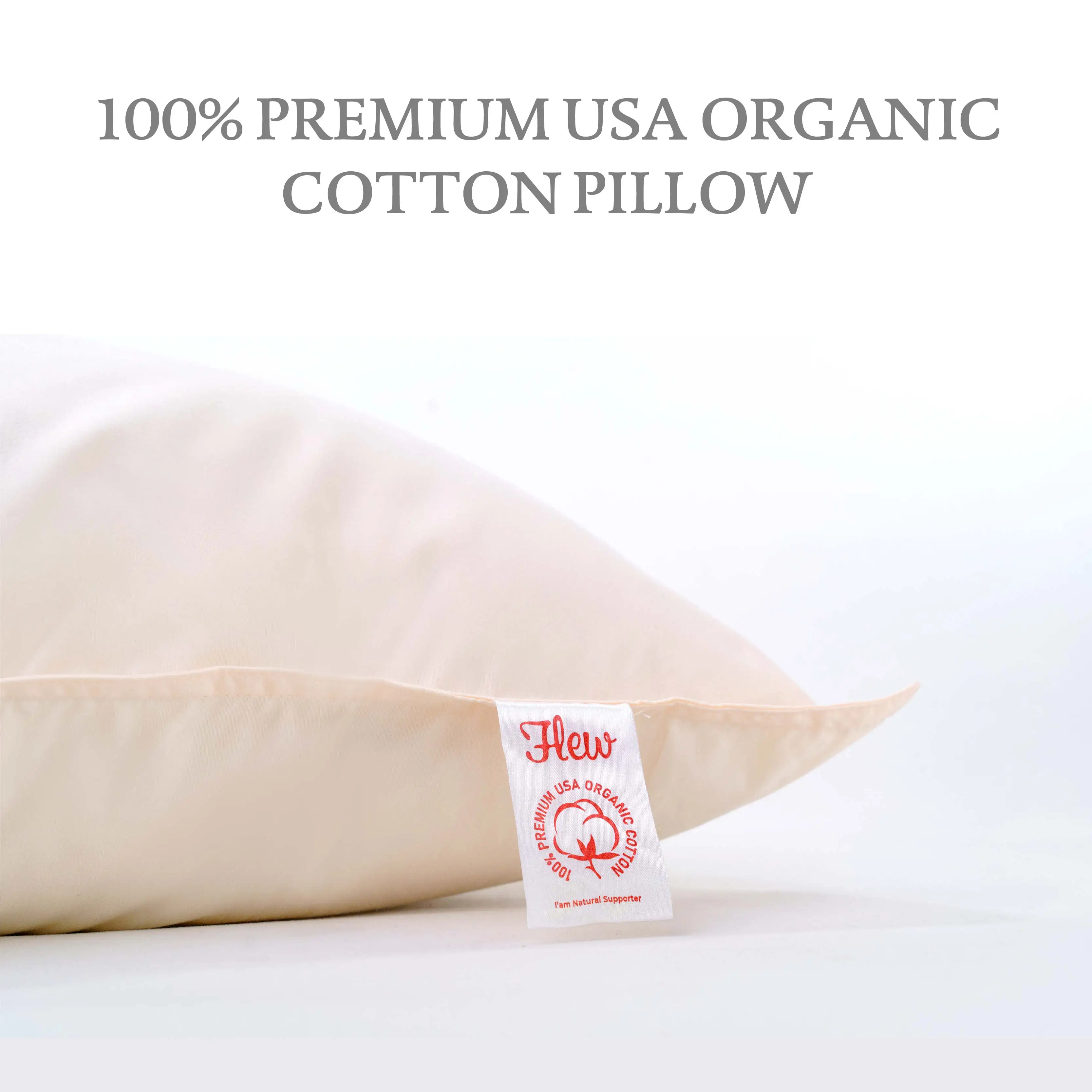 Customizable 100% Premium Organic Cotton Fabric Pillow Comfortable For Sleeping In Plain Solid Color Hot Selling In Malaysia