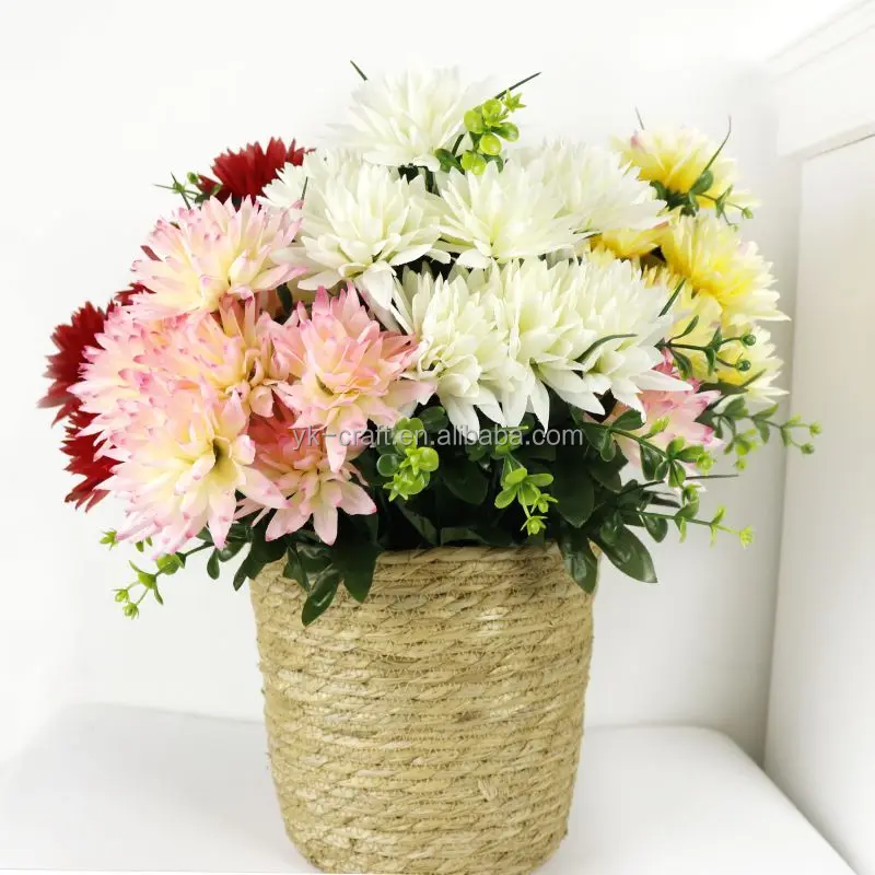Simulation Flowers Silk Chrysanthemum Decorative Flowers For The Cemetery 12 Heads Artificial Chrysanthemum