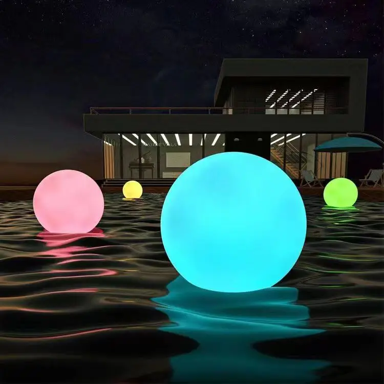34cm LED Solar powered glow globe PVC white blue colorful led waterproof floating ball pool light
