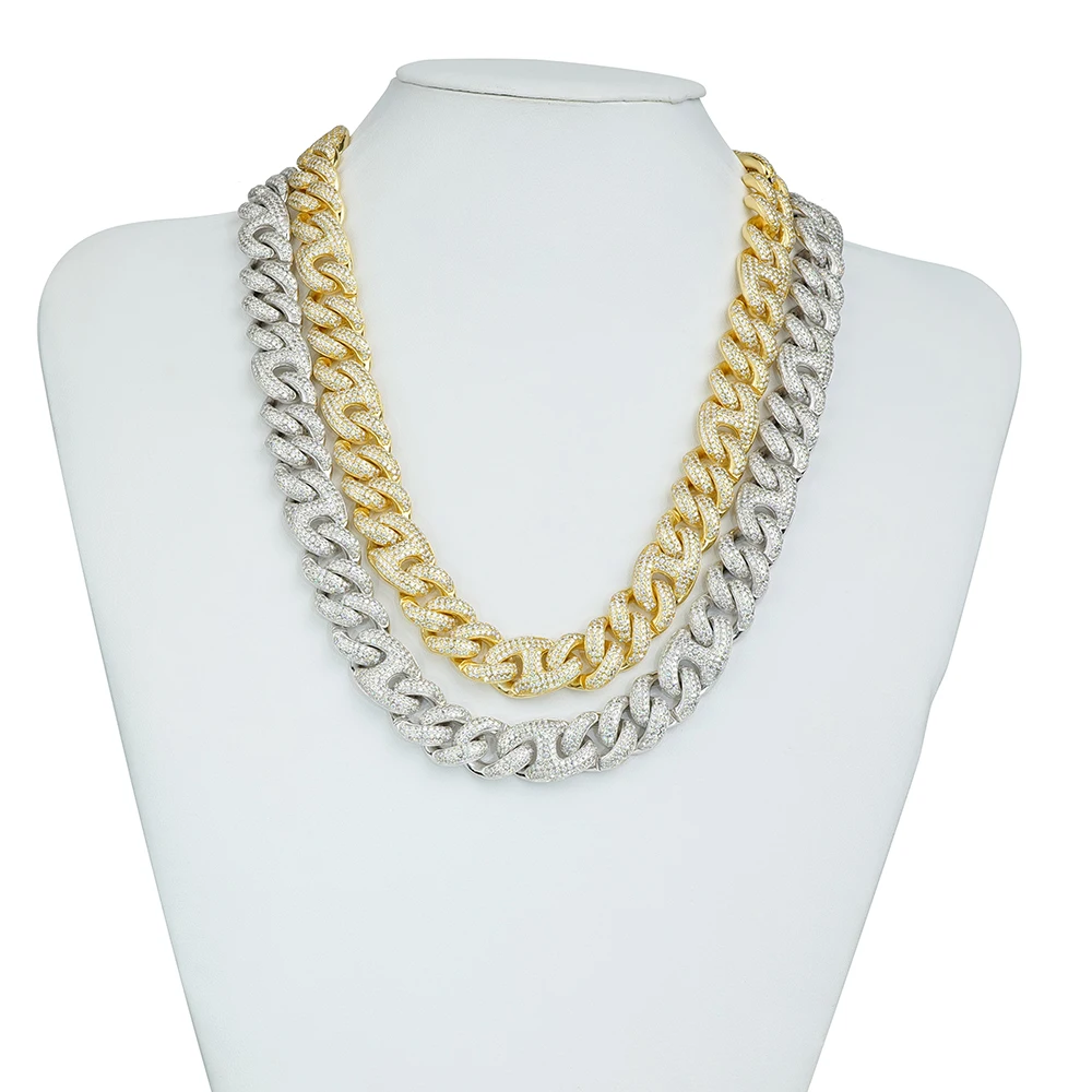 Top Fashion High Quality S925 Hip-Hop Jewelry Gold Plated 6-16mm Full Iced Out Moissanite Cuban Chain Necklace for Wholesale