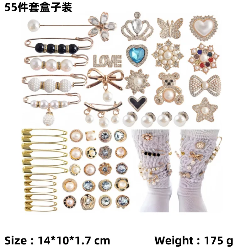 wholesale diy charms jewel decorations brooch for slouch socks frog buckle bling rhinestones charms
