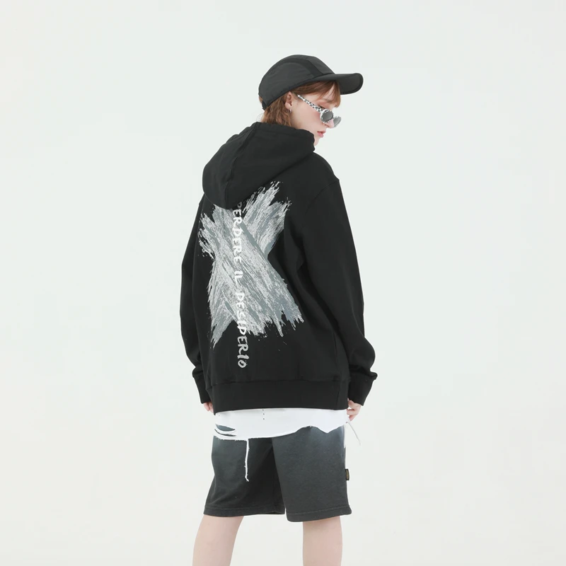 PCMY wholesale fashion printed men hooded sweatshirt casual loose long sleeve cotton pullover hoodie women