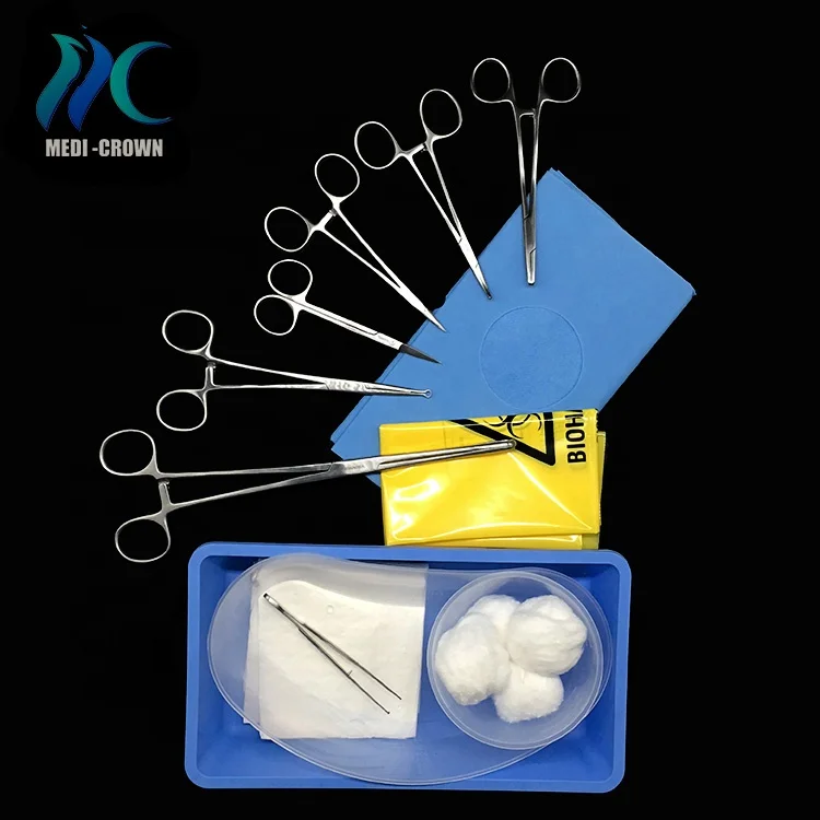 Tray disposable scissors tweezers forceps dressing surgical set