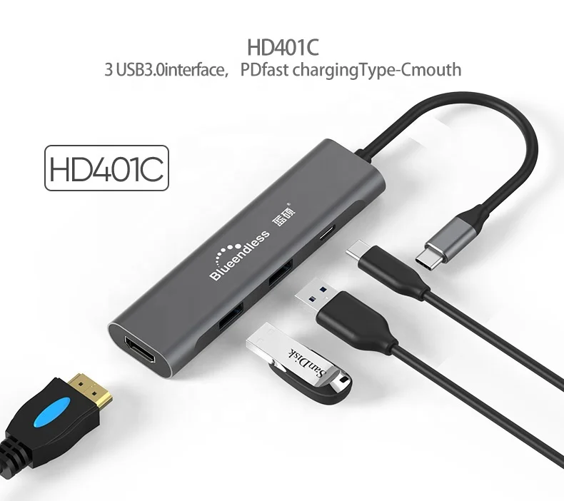  Мини-кабель 4 в 1 Type c USB FT SD-порт с адаптером HDM I HUB Fot Mac