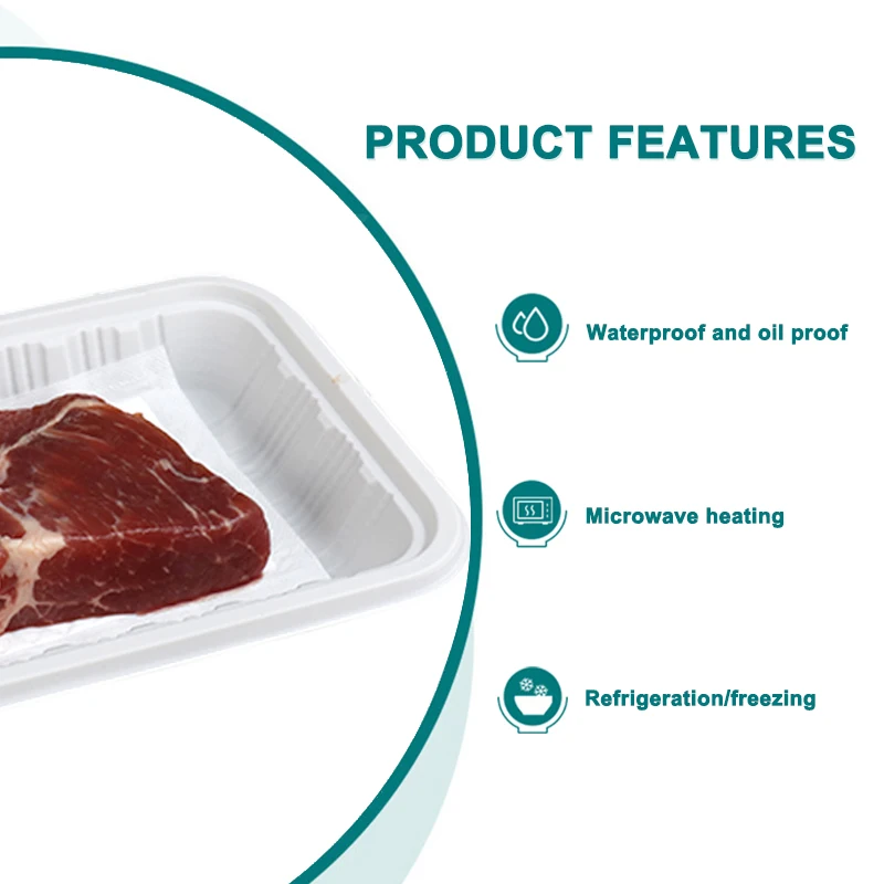 Supermarket Disposable Bio Corn Starch Fruit Fish Meat Packing Trays Frozen Meat Beef Fish Seafood Chicken Defrost Tray