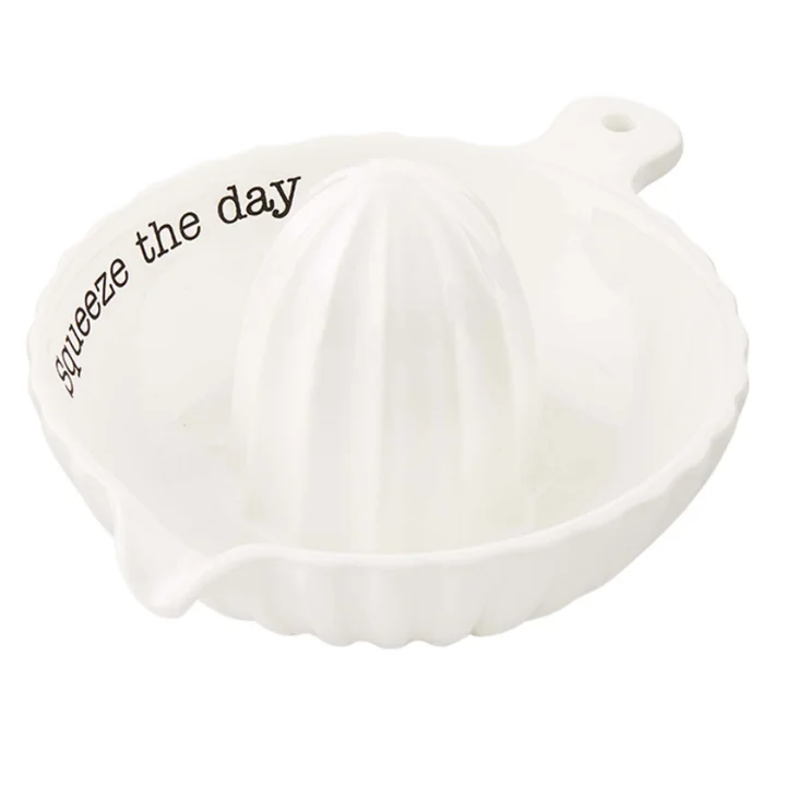 Customized Squeeze The Day Ceramic Manual Orange Lemon Fruit Juice Squeezer
