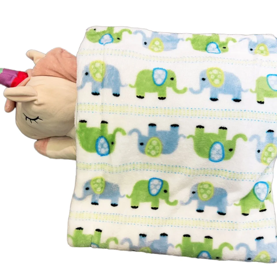 High Quality Super Soft Knitted Cartoon Animal Print Swaddle Blanket Wholesale Baby Bedding for All Seasons