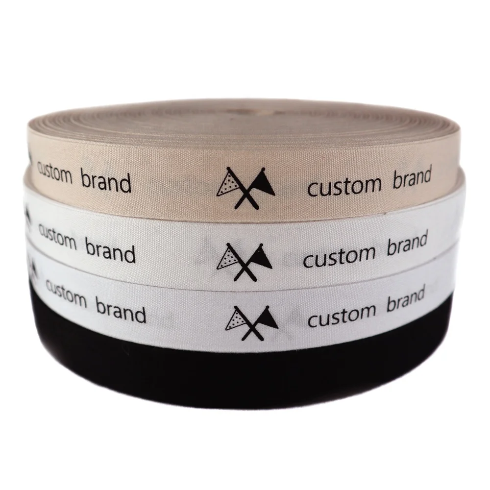 custom printed cotton ribbon logo 100% cotton ribbon with logo printing