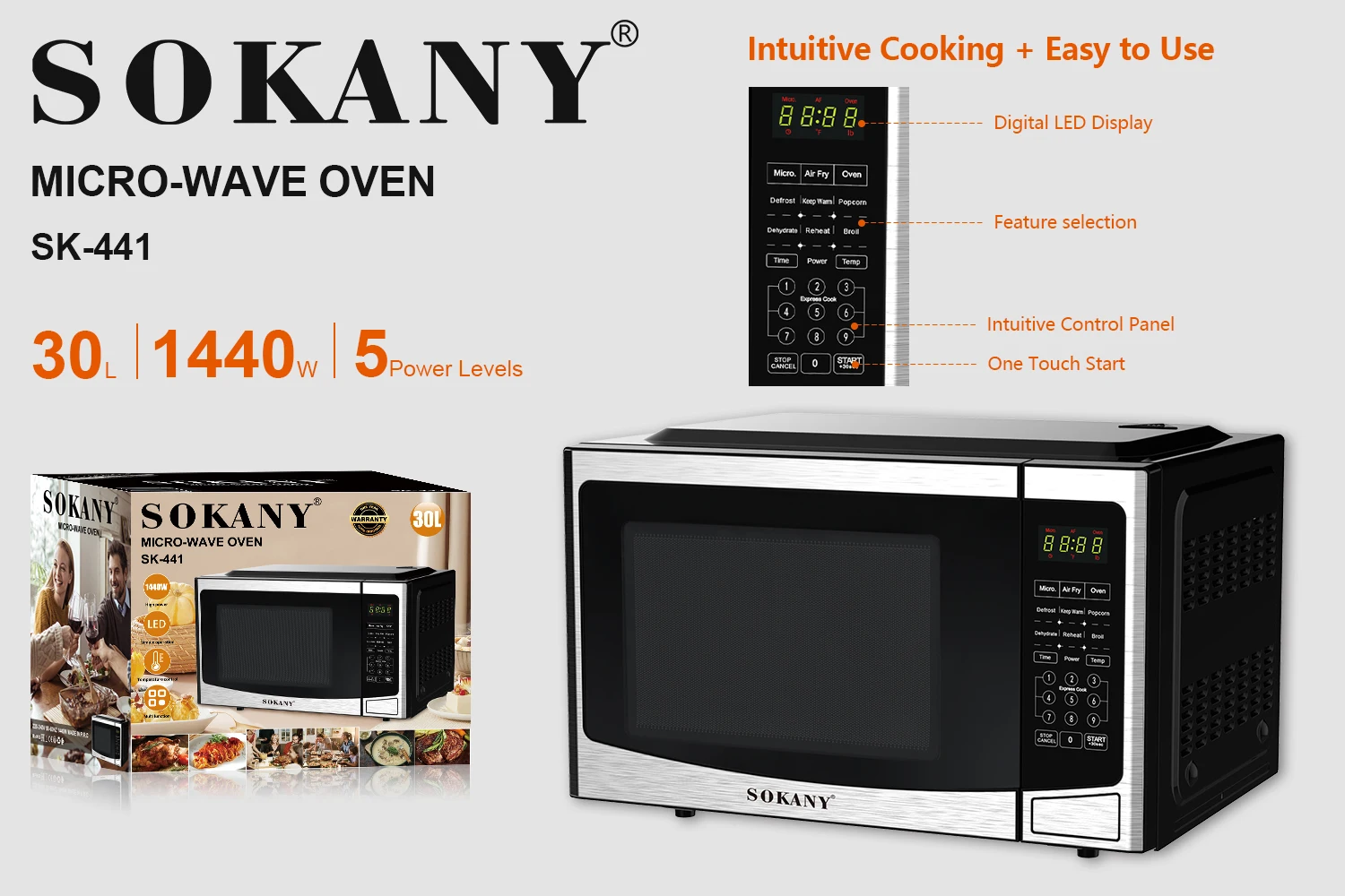 Sokany 441 горячая Распродажа умная микроволновая печь мелкая