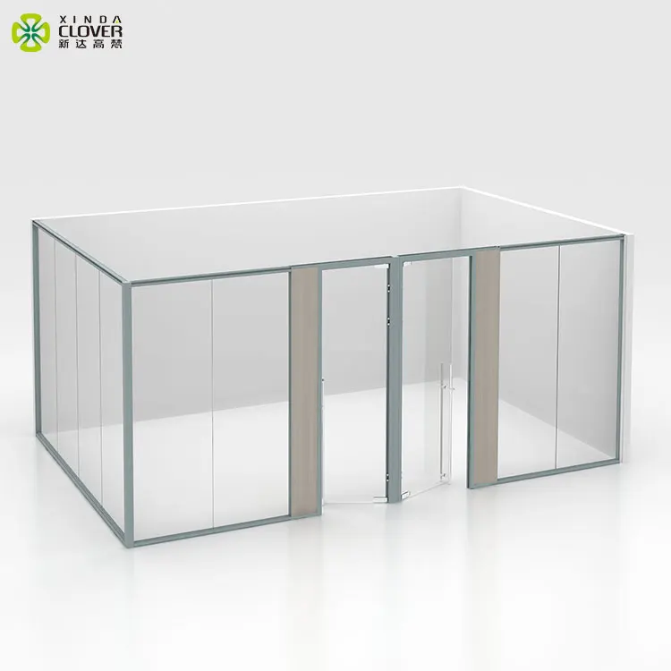 aluminum profile office slim removable office glass partition wall with door