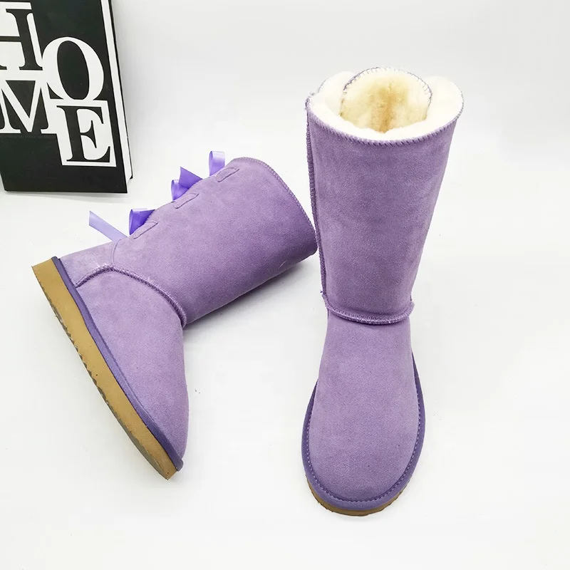 
Hot sale long thigh high flat tall winter genuine leather fur lining boots for girls and women 