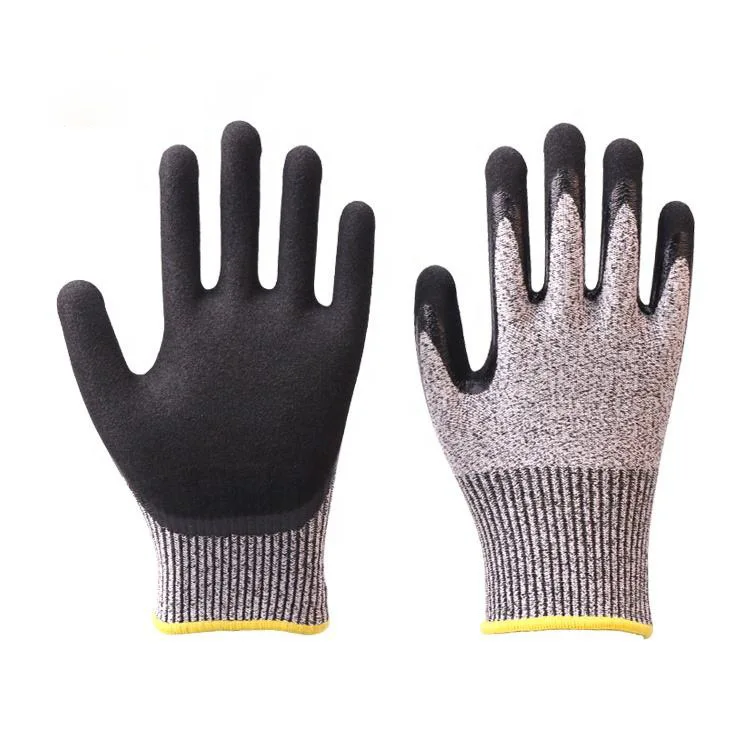 HPPE En388 Glass Protective Industry Cut Resistant Winter Gloves Anti-cut Level 5 Construction Latex Coated Safety Work Gloves