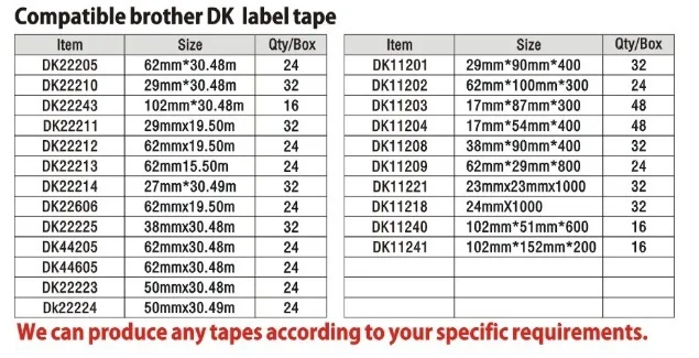 DK22205 DK-22205 DK 22205 DK 2205 62mm*30.48mm packing label direct thermal shipping continuous labels roll