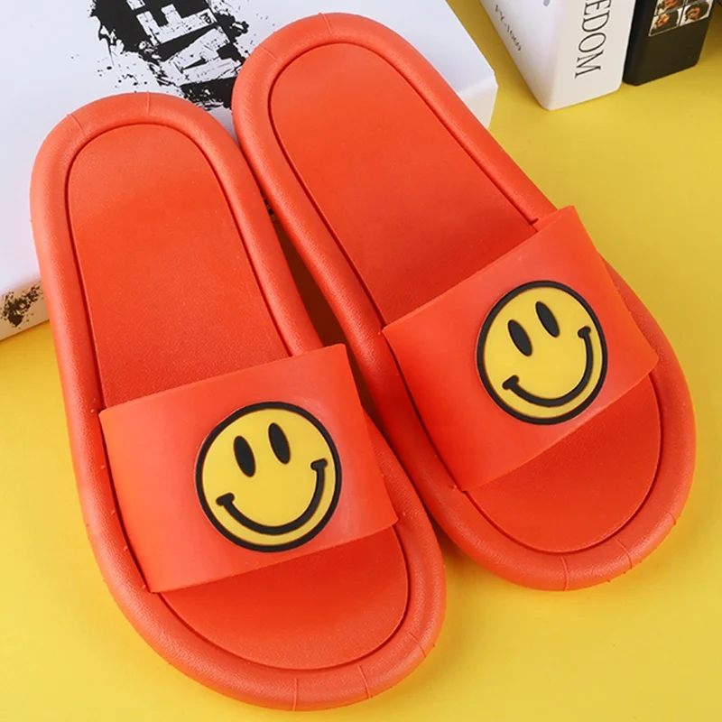 Latest Household Smile Face Slippers Lovers Shoes Summer Outdoors PVC Parent-child Family Slides Kids Sandals