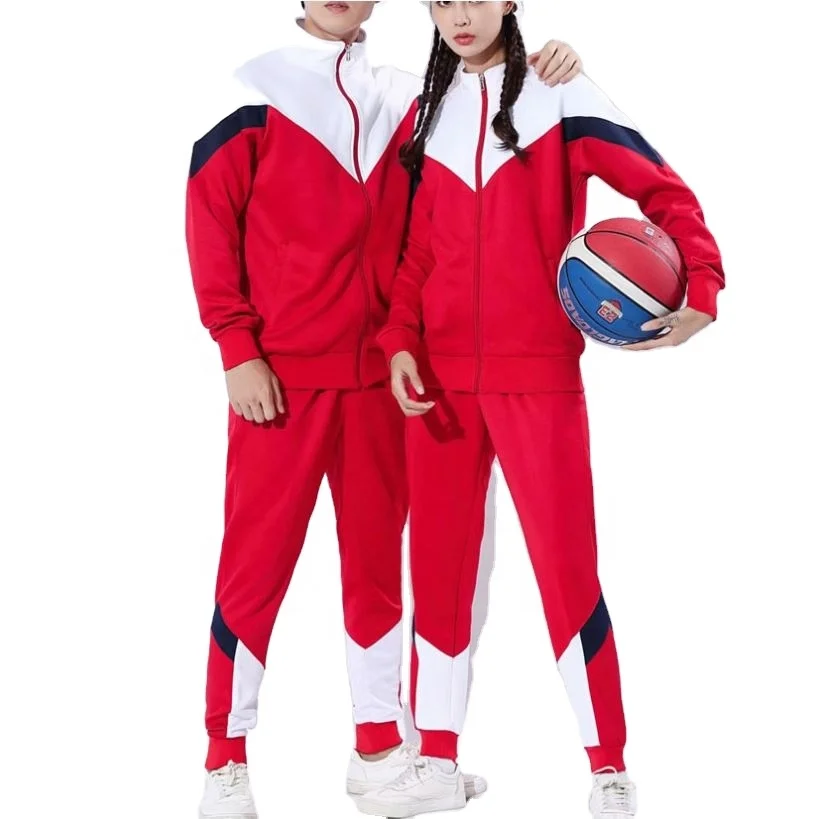 Wholesale training wear tracksuit mens women slim fit unisex half zip track suits set