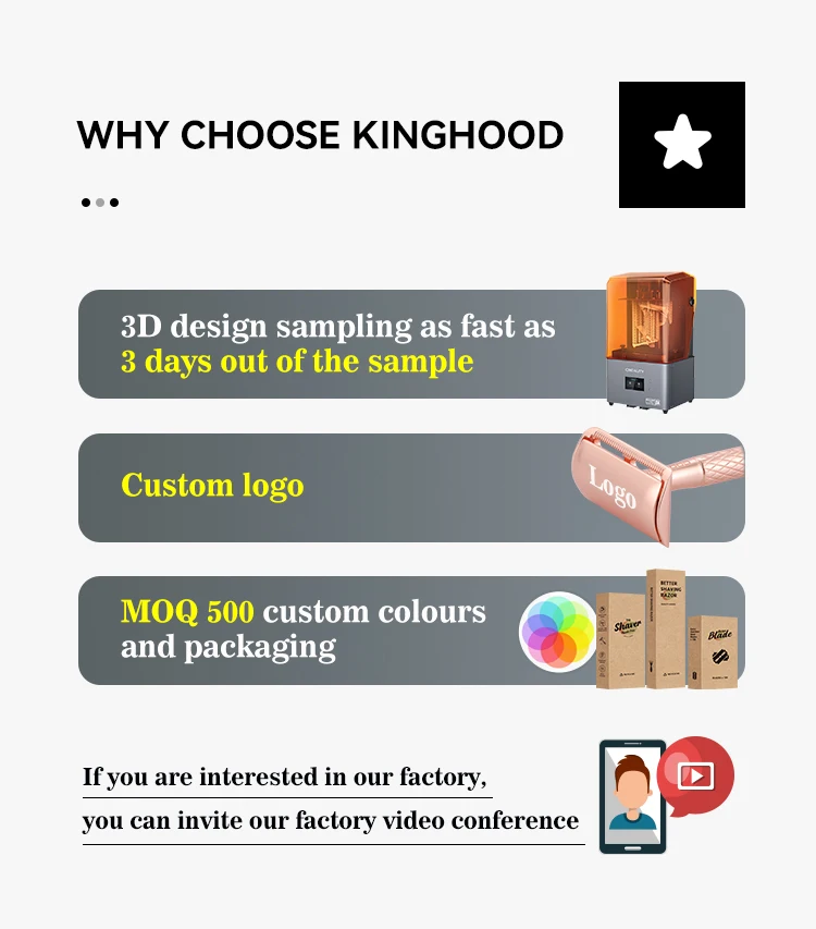 High Quality Custom Shaving Blade Rose Gold Women Safety Razor For Men