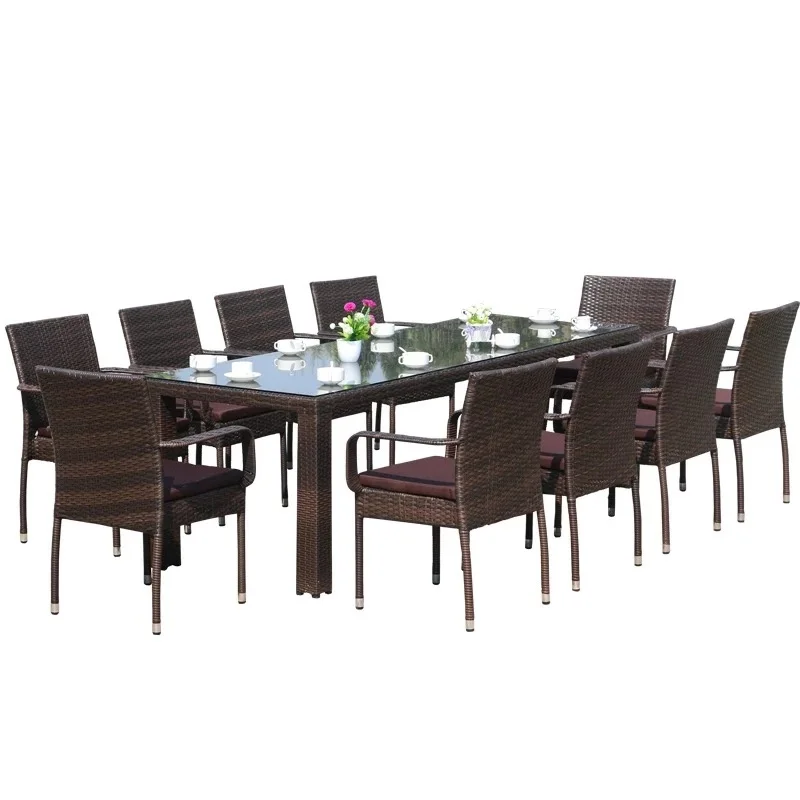Wholesale Outdoor Wicker Furniture Garden Dining Table And Chairs for 10 Seater