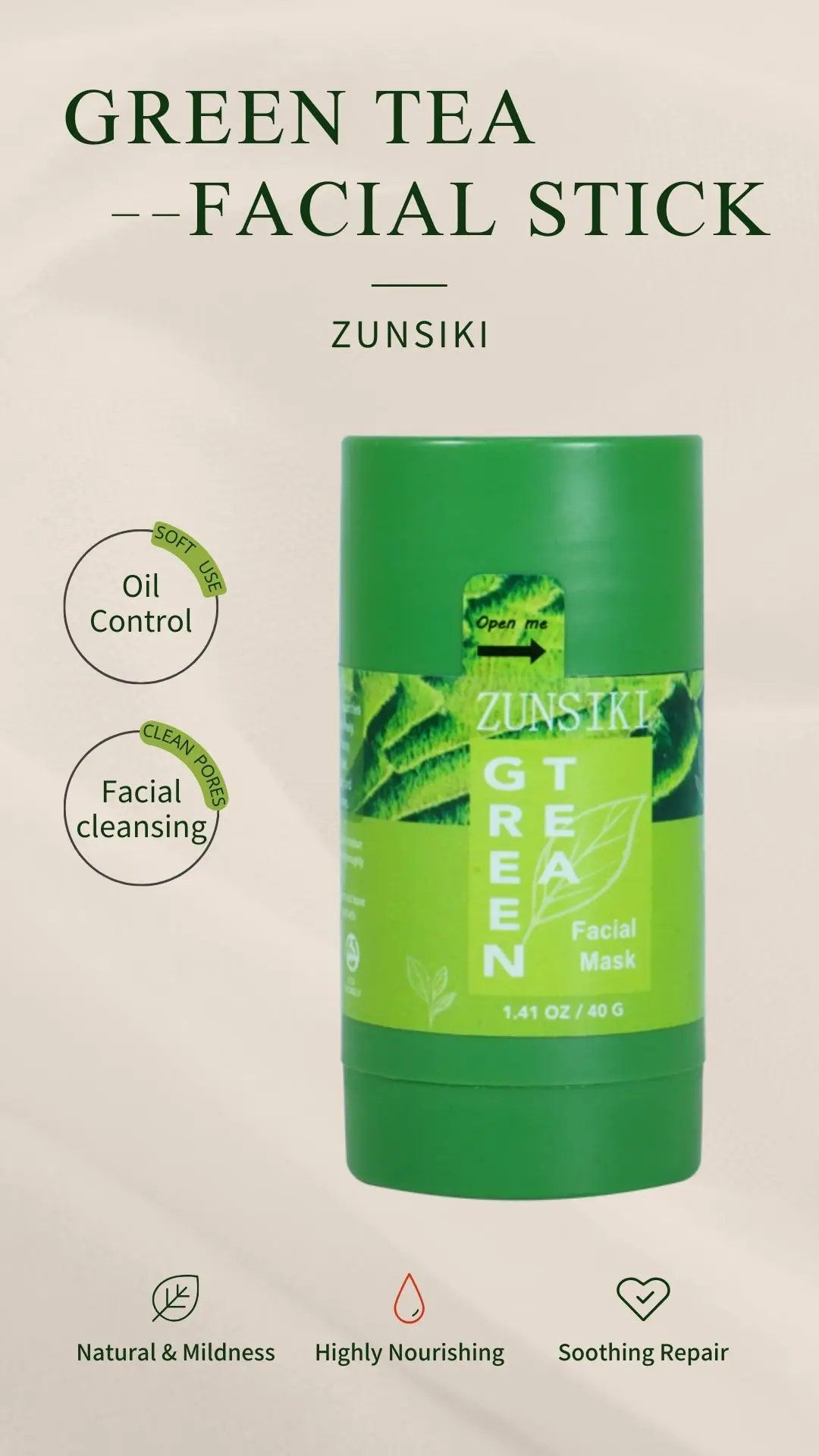 OEM Private Label Natural Refreshing and Non-Greasy Green Tea Mud Mask Stick Customization