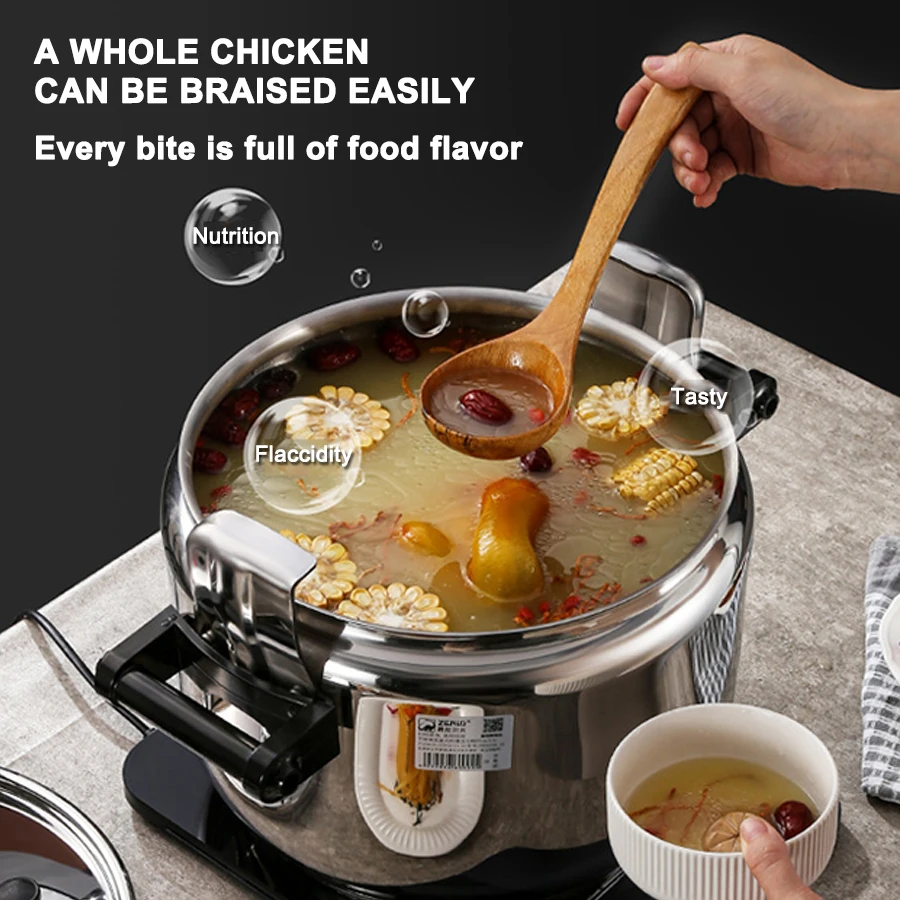 15L/25L/35L/45L Heavy Duty Stainless Steel Safety Valve Explosion-proof Pressure Cooker For Kitchen Restaurant