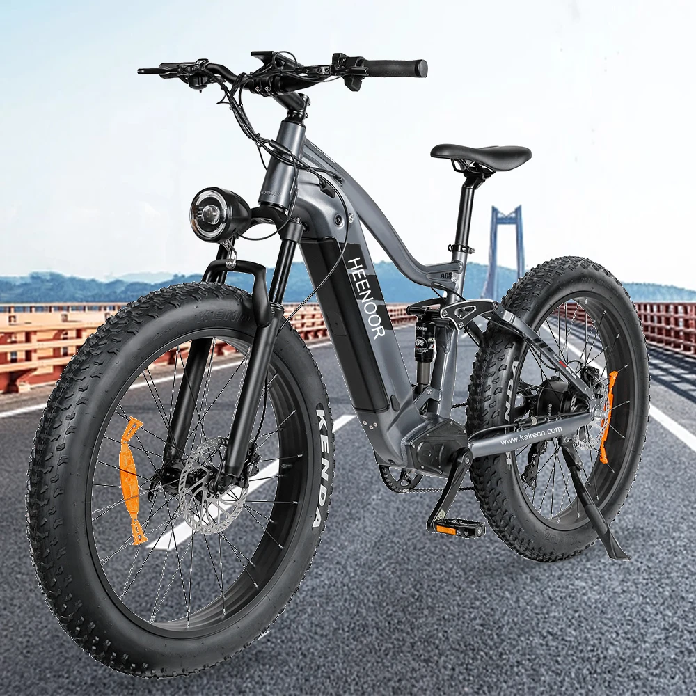 HEENOOR snow kenda tire tyre 26INCH soft tail shock absorption 17ah samsumg battery 48V hydraulic brake mtb road bike bicycle