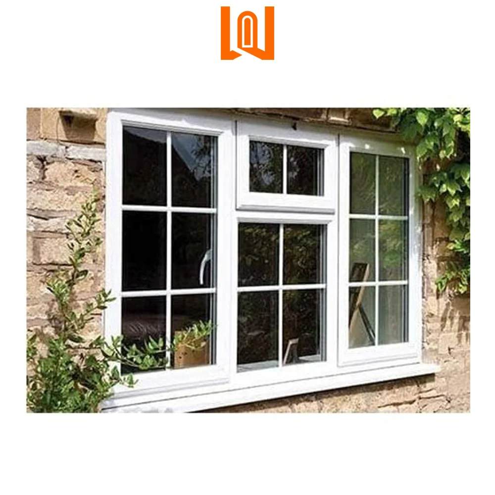WANJIA European design soundproof UPVC casement window house vinyl courtyard PVC windows french windows
