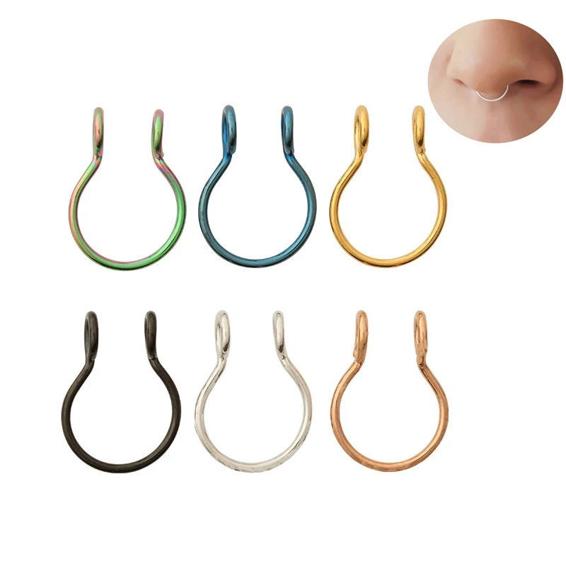 0.8*8mm U Shaped Fakes Nose Ring Hoop Septum Rings Stainless Steel Nose Piercing Fakes Piercing Oreja Pircing Jewelry