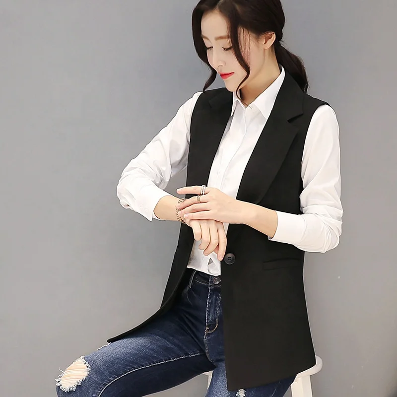 Женский модный блейзер без рукавов, Длинный жилет, дизайнерский осенний блейзер