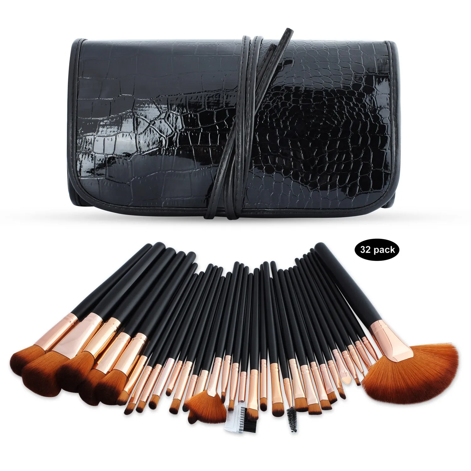 
Hot sale new 32 makeup brushes crocodile pattern fiber brush set makeup wholesale oem 