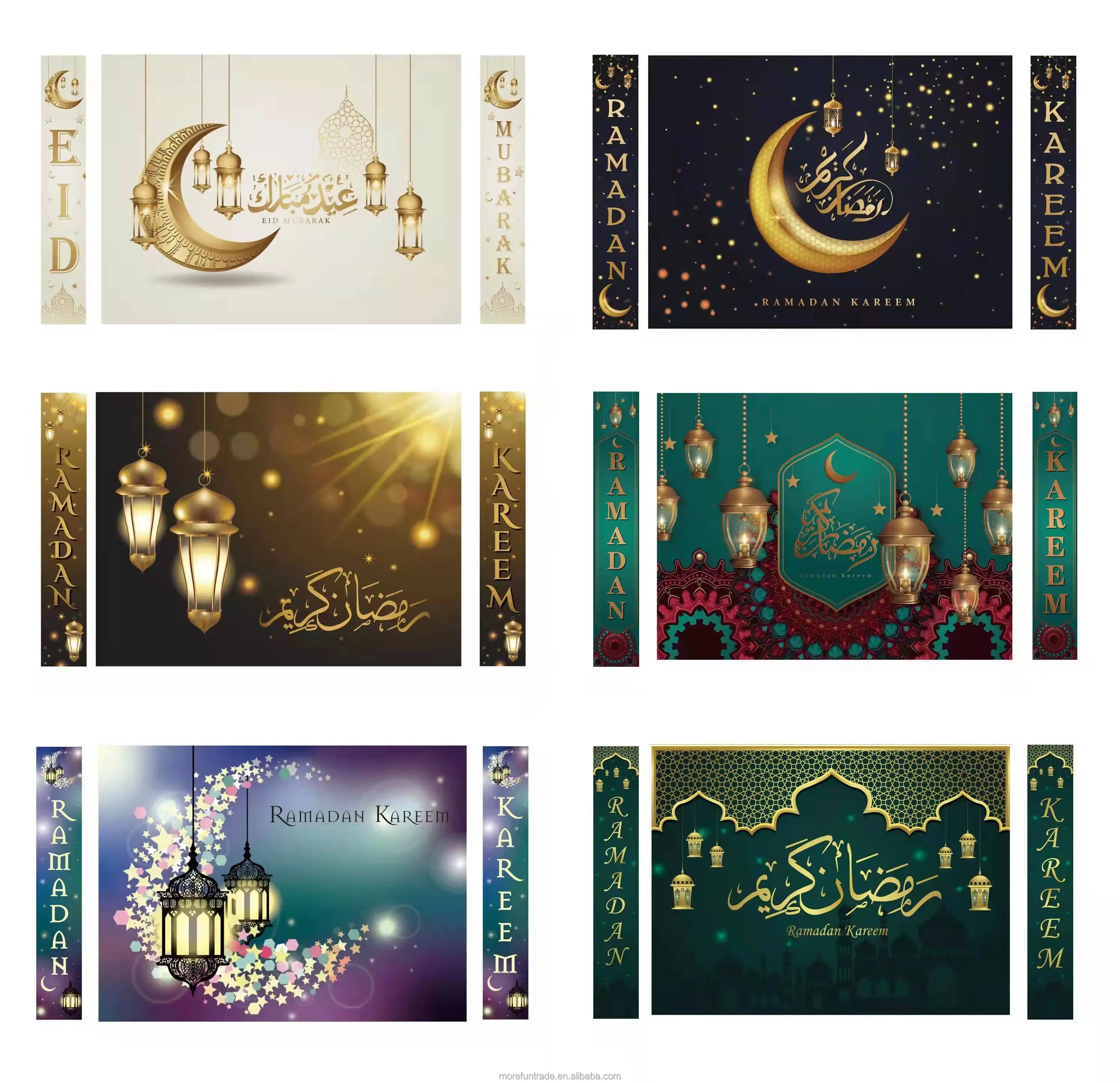 Wholesale 2024 Ramadan Eid Mubarak Party Wall Decor Eid Mubarak Porch Sign Muslim Ramadan Backdrop Banner Photo Booth Poster