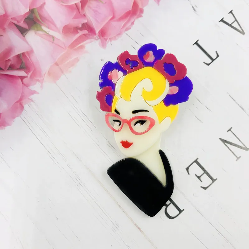 Japanese Korean Acrylic Flower Brooch Fashion Personalized Acrylic Boutonniere Foreign Trade Suit Boutonniere