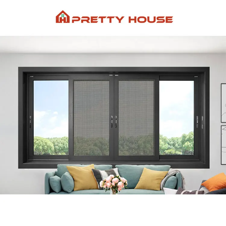 Exterior Modern design Aluminum 3 Tracks Double Glazed Sliding Window for Home Price Philippines
