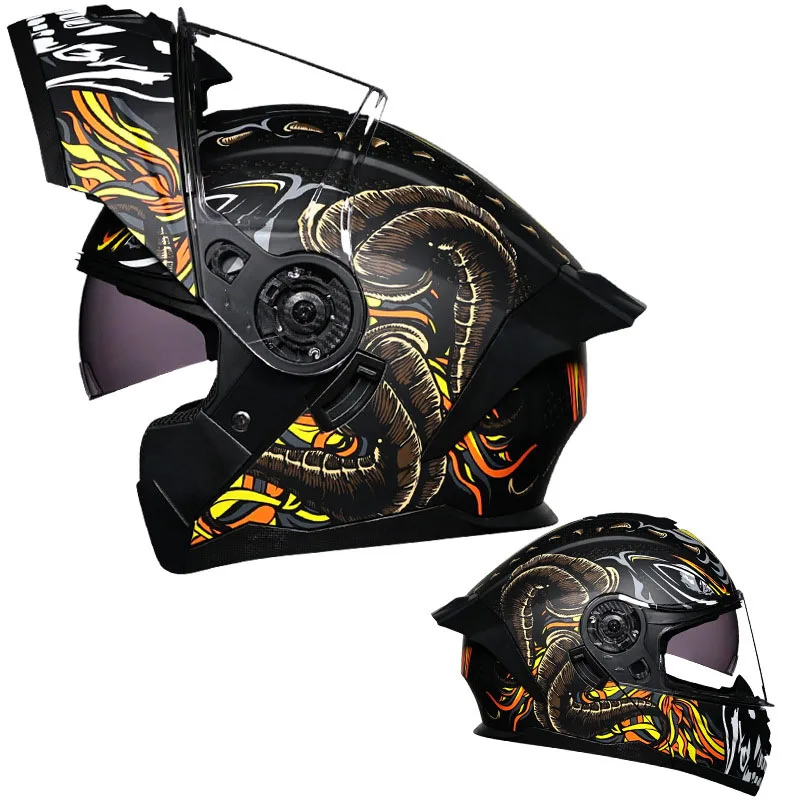 Motorcycle Helmet Four Seasons Cycling Men and Women V Uncover  DOT Double Mirror Full Helmet Full Cover Moto Helmet